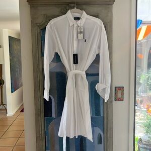 White Ralph Lauren Cotton button up iconic dress. !New with tags!